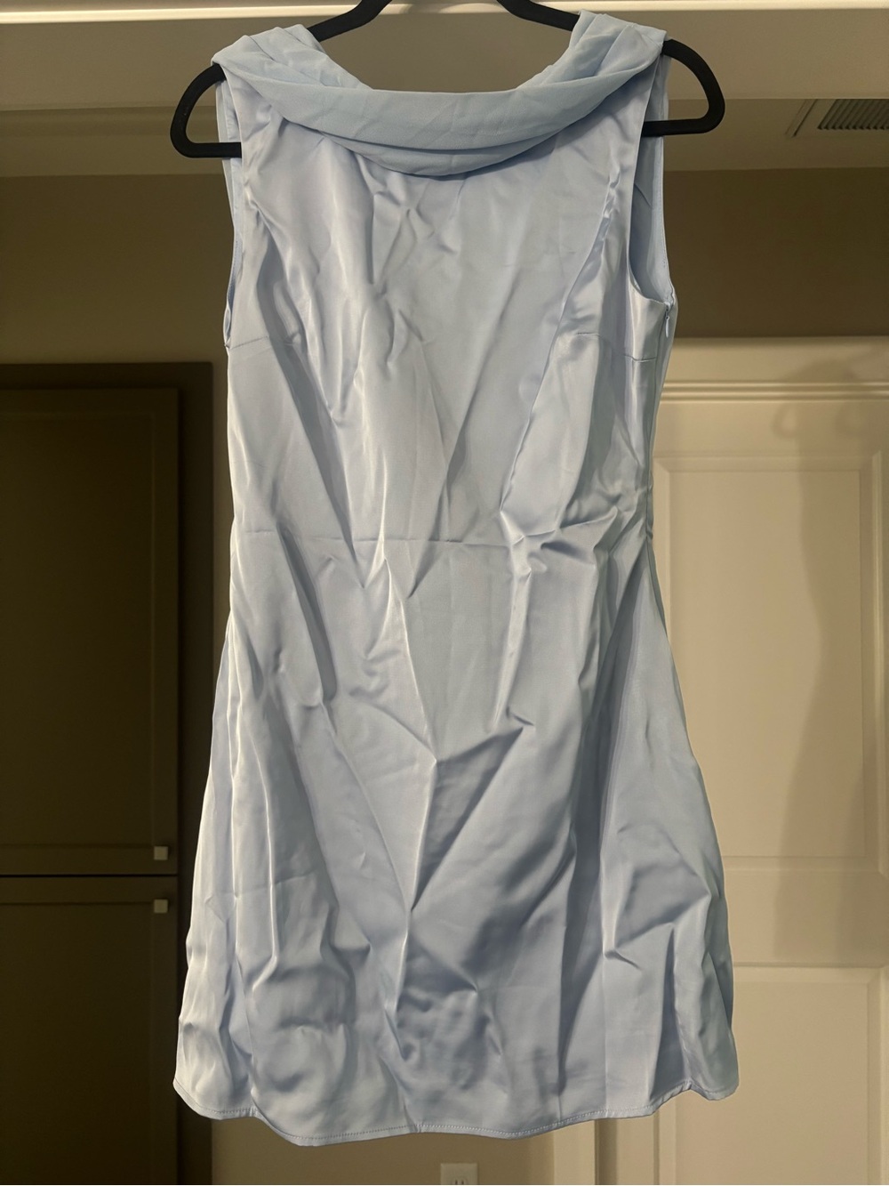 RIHOAS Light Blue Sleeveless Cowl Neck Mini Dress